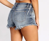 Lulu High Rise Distressed Cut Off Jean Shorts