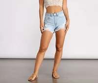 High Rise Cutoff Denim Shorts