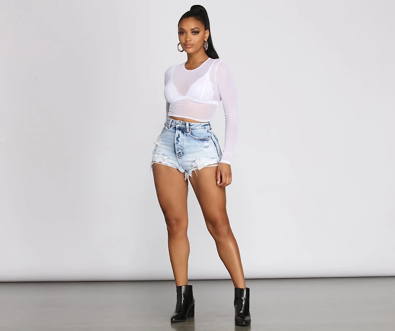 High Waist Acid Wash Jean Shorts