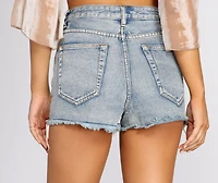 High Waist Distressed Denim Shorts