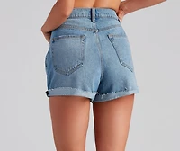 High-Rise Distressed Cuffed Shorts by Windsor Denim