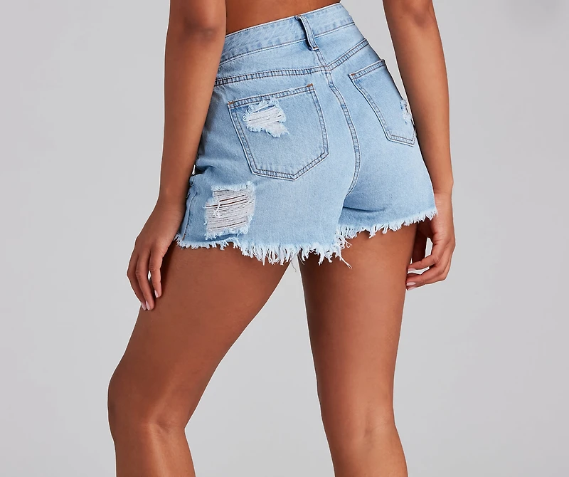 High Rise Super Destructed Cutoff Denim Shorts by Windsor