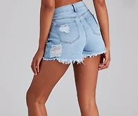 High Rise Super Destructed Cutoff Denim Shorts by Windsor