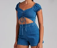 Stylish Intentions Cutout Denim Romper