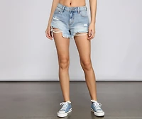 Stylish Days High Rise Cutoff Denim Shorts