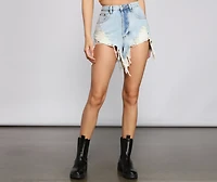 Trendy And Frayed Destructed Denim Shorts