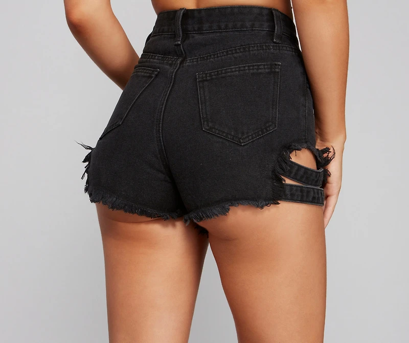 Second Look Bar Strap Cutoff Shorts