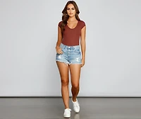 Girl Next Door High Rise Destructed Cutoff Shorts