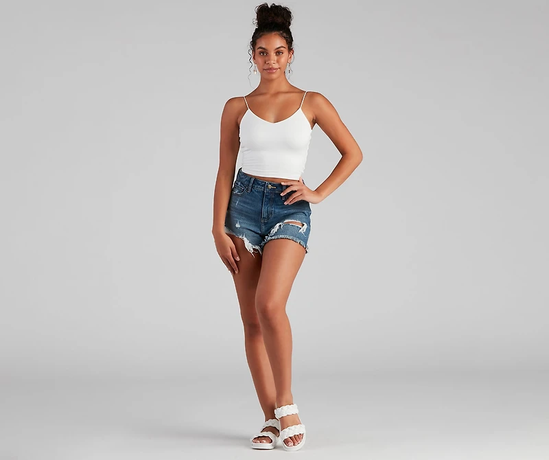 Remy High-Rise Frayed Denim Shorts By Windsor