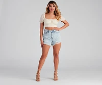 Damsel Distress High-Rise Mom Shorts