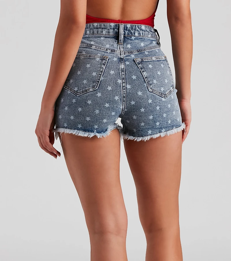 Remy Star Print Denim Shorts by Windsor