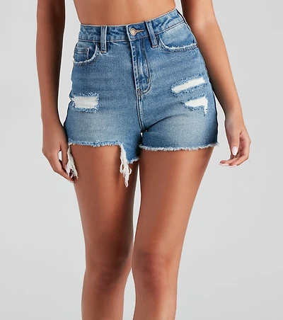 Remy High Rise Destructed Shorts By Windsor Denim