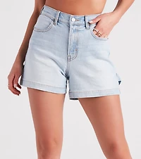 On The Move High-Rise Cargo Denim Shorts