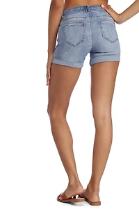 Button Up Rolled Jean Shorts