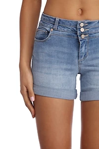 Button Up Rolled Jean Shorts