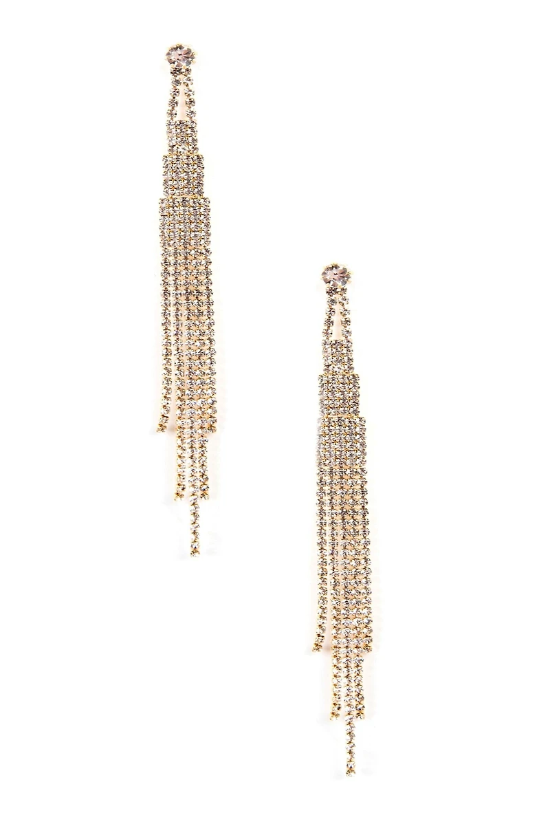 Famed Rhinestone Fringe Earrings
