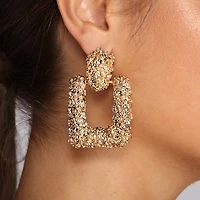 Gold Rush Textured Door Knocker Earrings