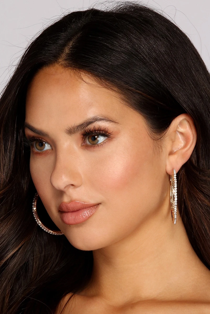 Rhinestone Encrusted Hoops