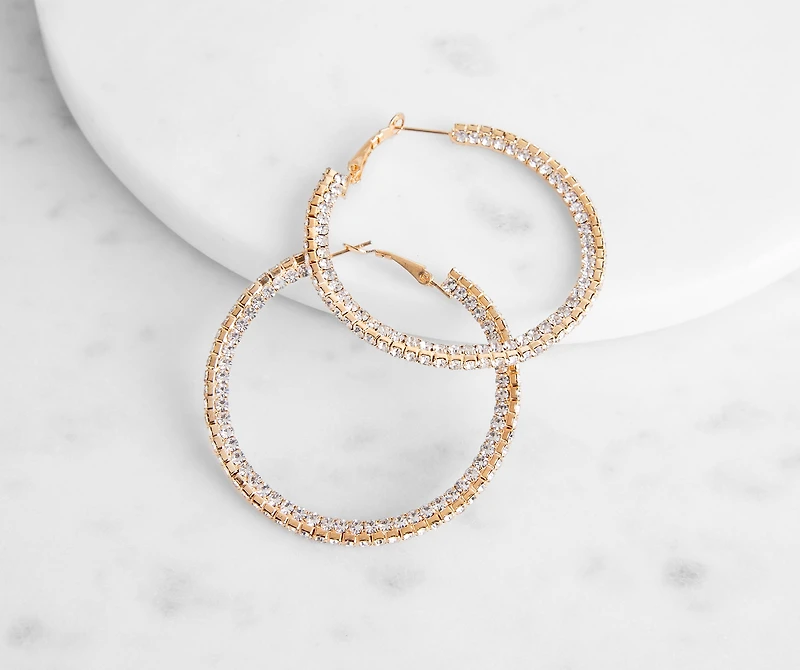 Rhinestone Encrusted Hoops
