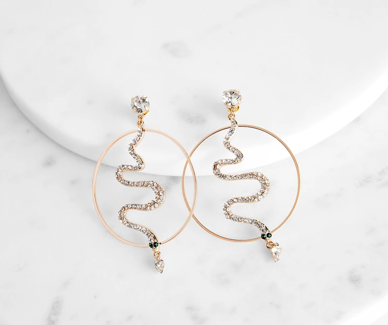 Snakey Rhinestone Hoop Earrings