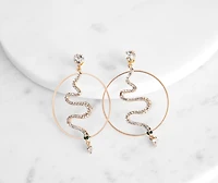 Snakey Rhinestone Hoop Earrings