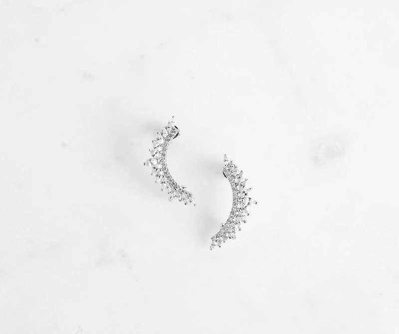 Feathered Dainty Cubic Zirconia Ear Crawler