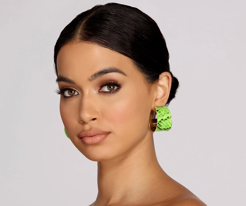 Neon Wide Snake Hoops