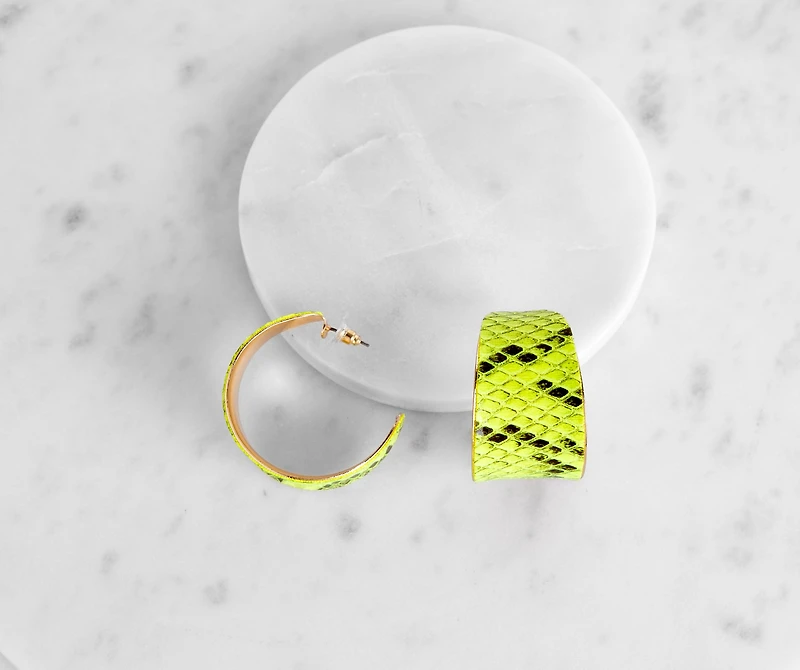 Neon Wide Snake Hoops