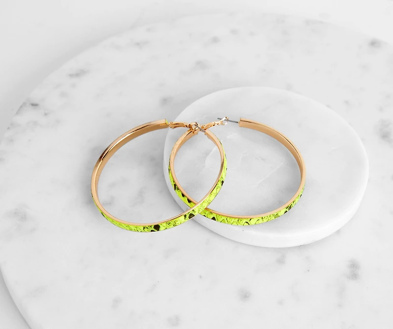 Snake Print Large Hoops