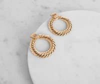 Perfect Circle Twisted Gold Earrings