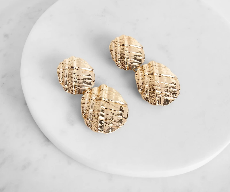 Etched Round Drop Earrings