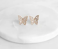 Rhinestone Butterfly Stud Earrings