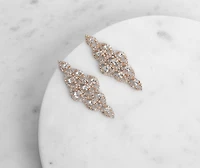 Rhinestone Oval Kite Statement Earrings