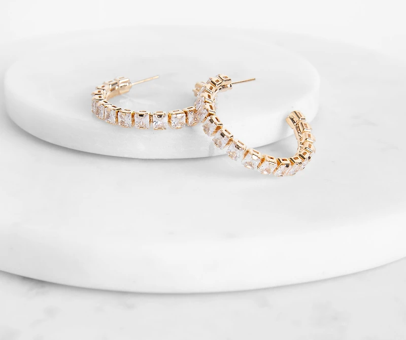 Baguette Small Hoops