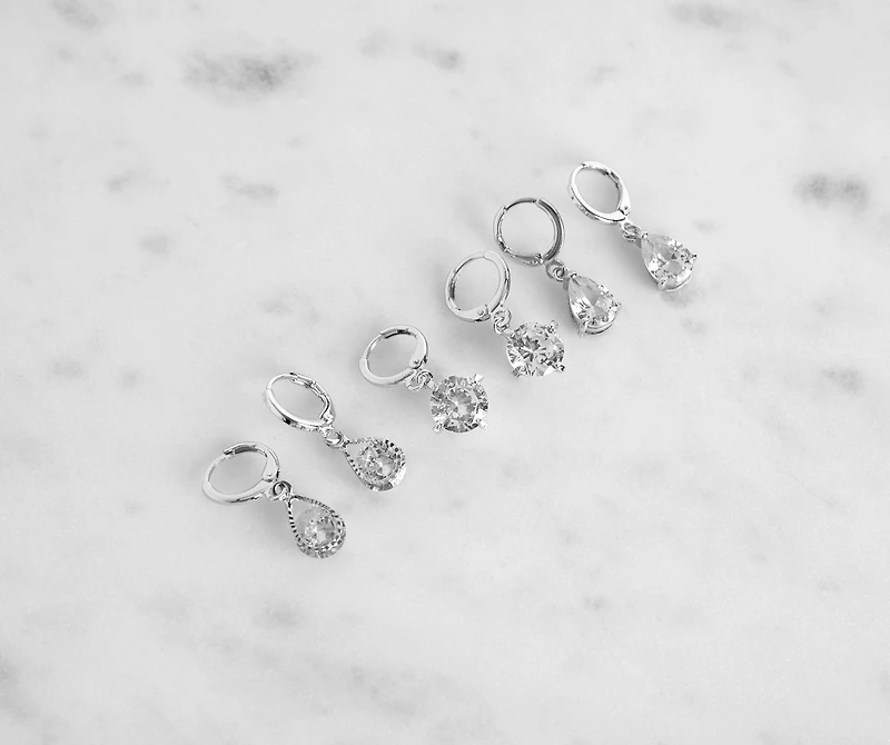 Lil' Cutie Cubic Zirconia Huggie Earring Set