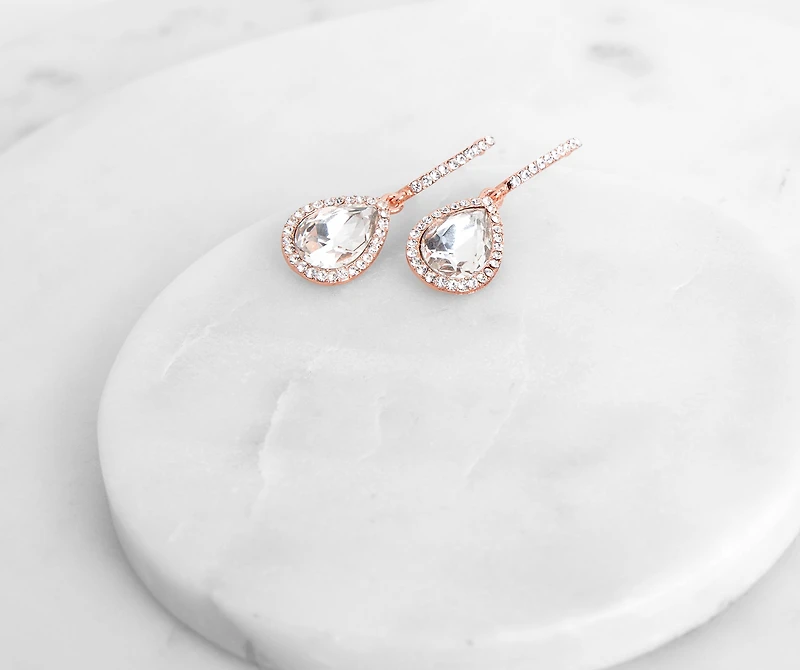 Teardrop Halo Earrings