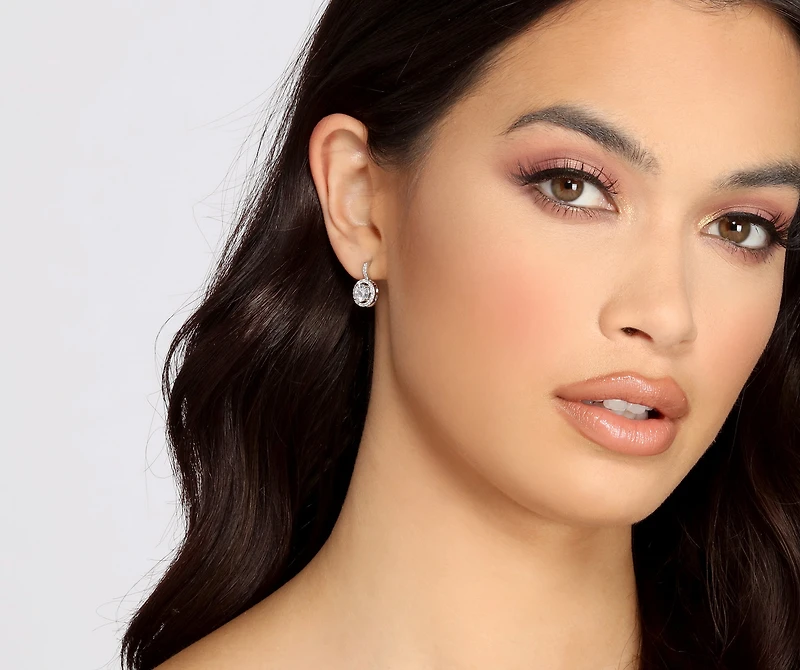 Halo Drop Cubic Zirconia Earrings
