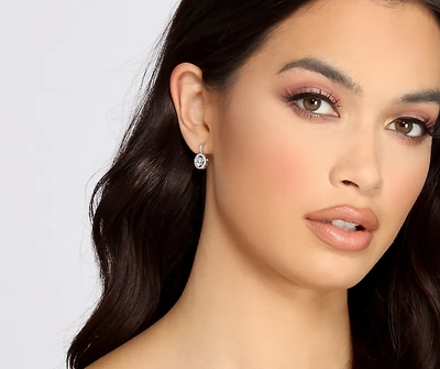 Halo Drop Cubic Zirconia Earrings