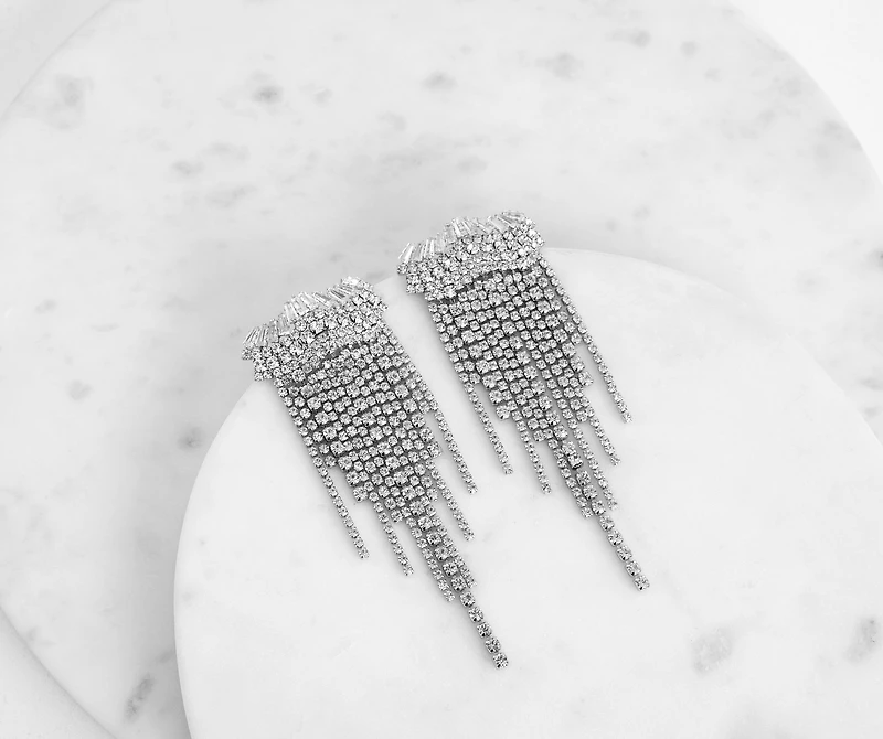 She's Arrived Rhinestone Fringe Earrings