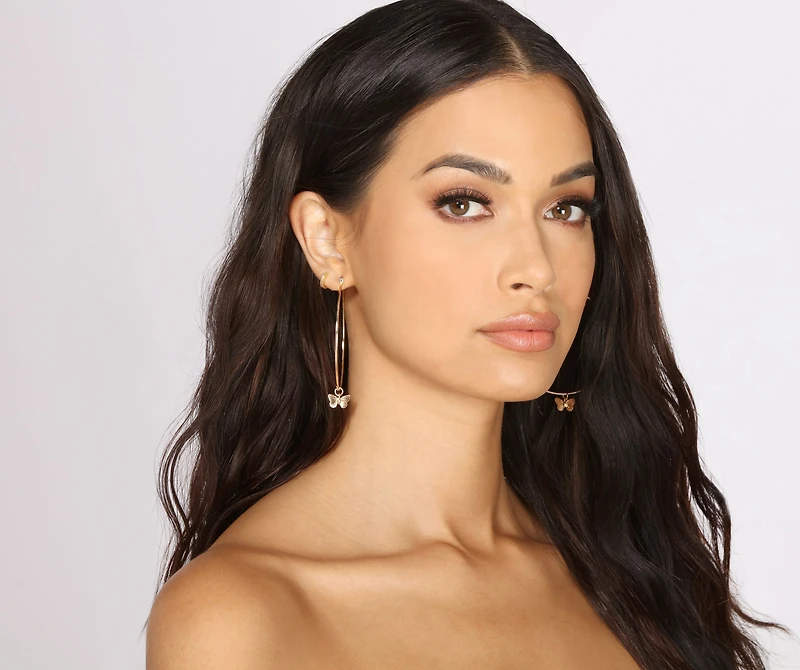 Butterfly Charm Hoop Earrings