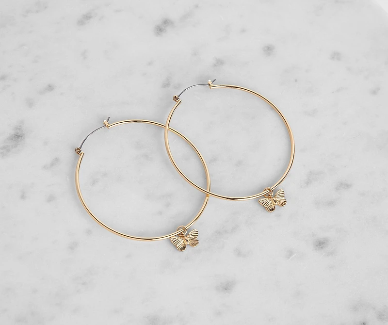Butterfly Charm Hoop Earrings