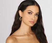 Three Pack Tube Hoop Earrings