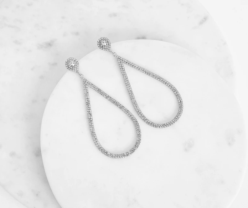 Live A Little Teardrop Rhinestone Earrings
