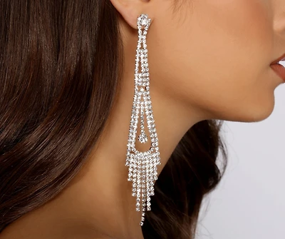 Fringe Fashionista Rhinestone Earrings
