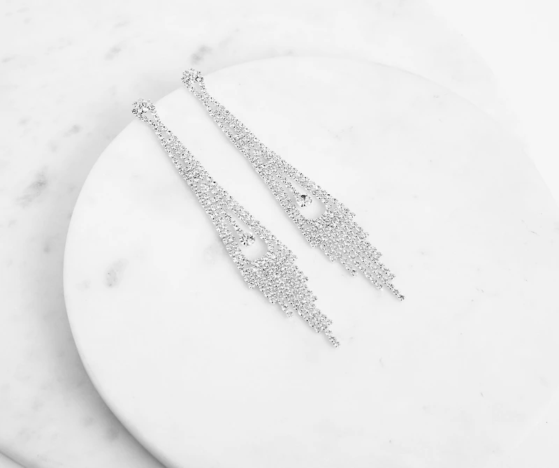 Fringe Fashionista Rhinestone Earrings