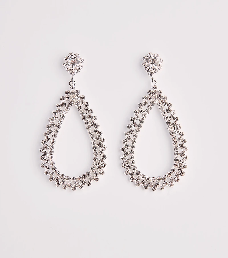Dazzle Queen Teardrop Rhinestone Earrings