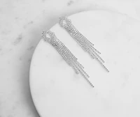 Rhinestone Cut Out Fringe Earrings
