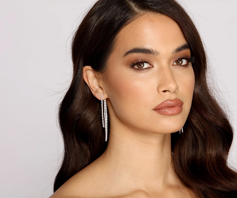 Radiant Rhinestone Linear Earrings