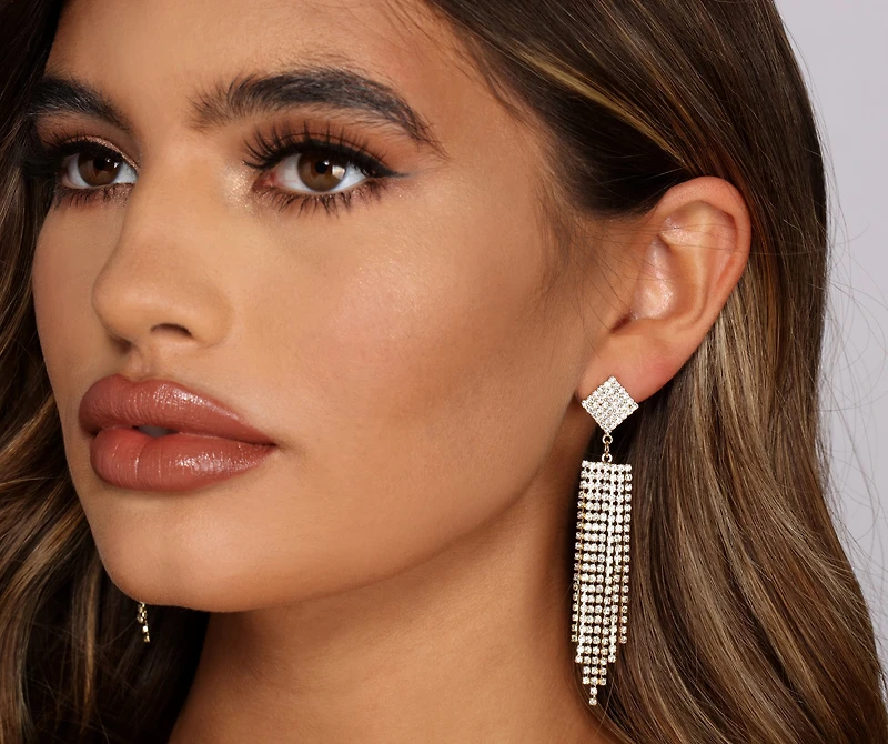 Romantic Rhinestone Fringe Duster Earrings