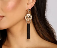 Fierce Lion Charm Door Knocker Earrings